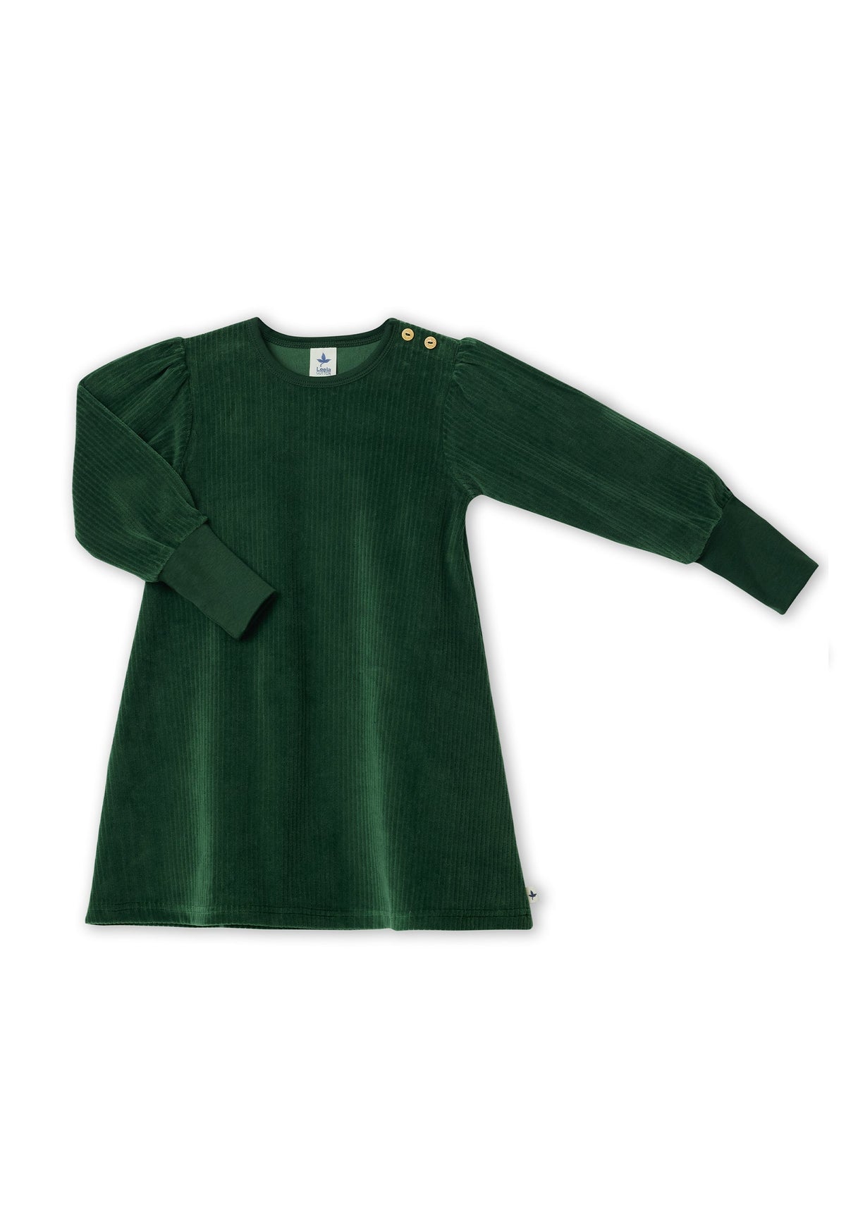 Kids' Corduroy Long Sleeve Dress, Pine Needle — Leela Cotton