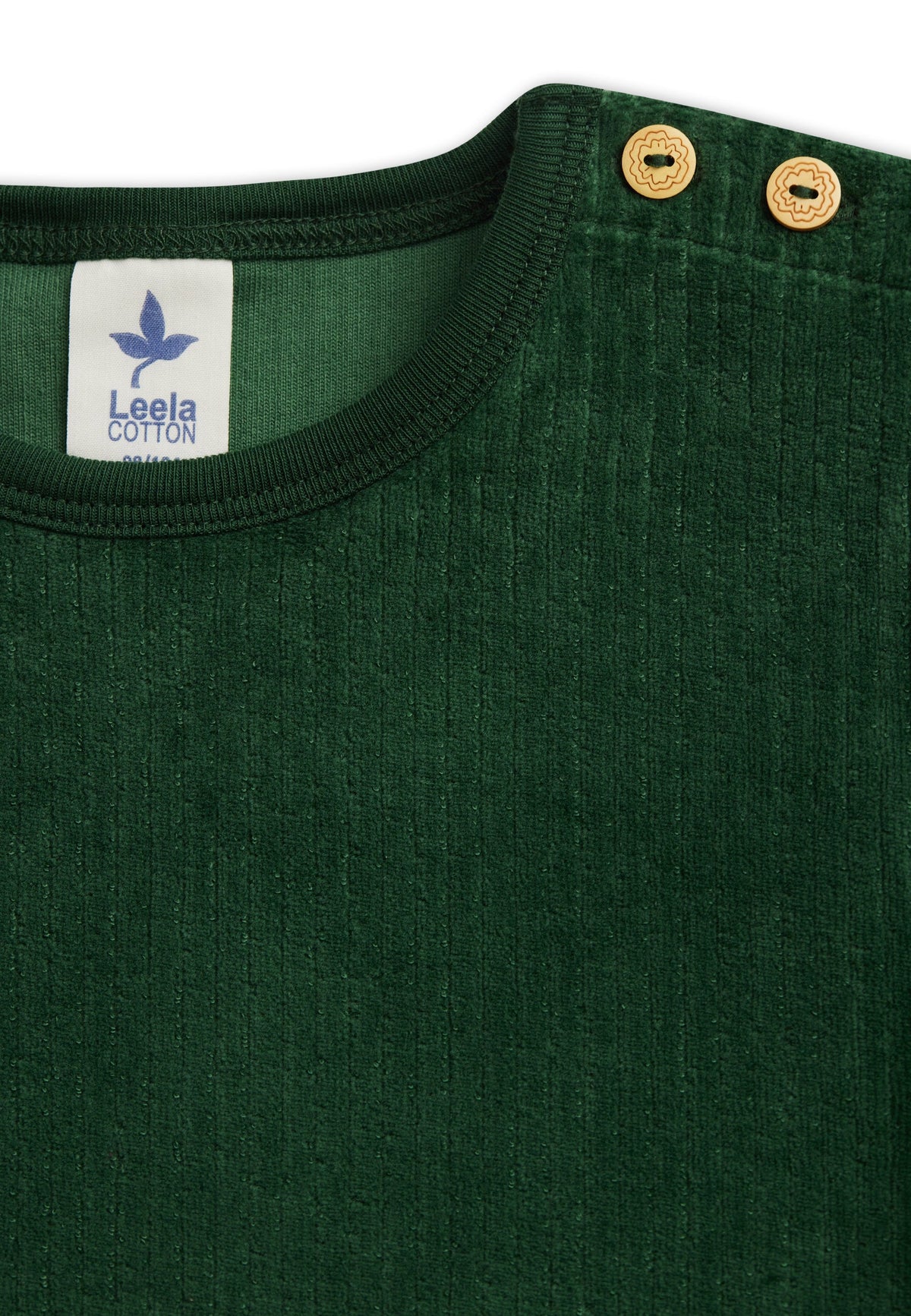Kids' Corduroy Long Sleeve Dress, Pine Needle — Leela Cotton, view 3