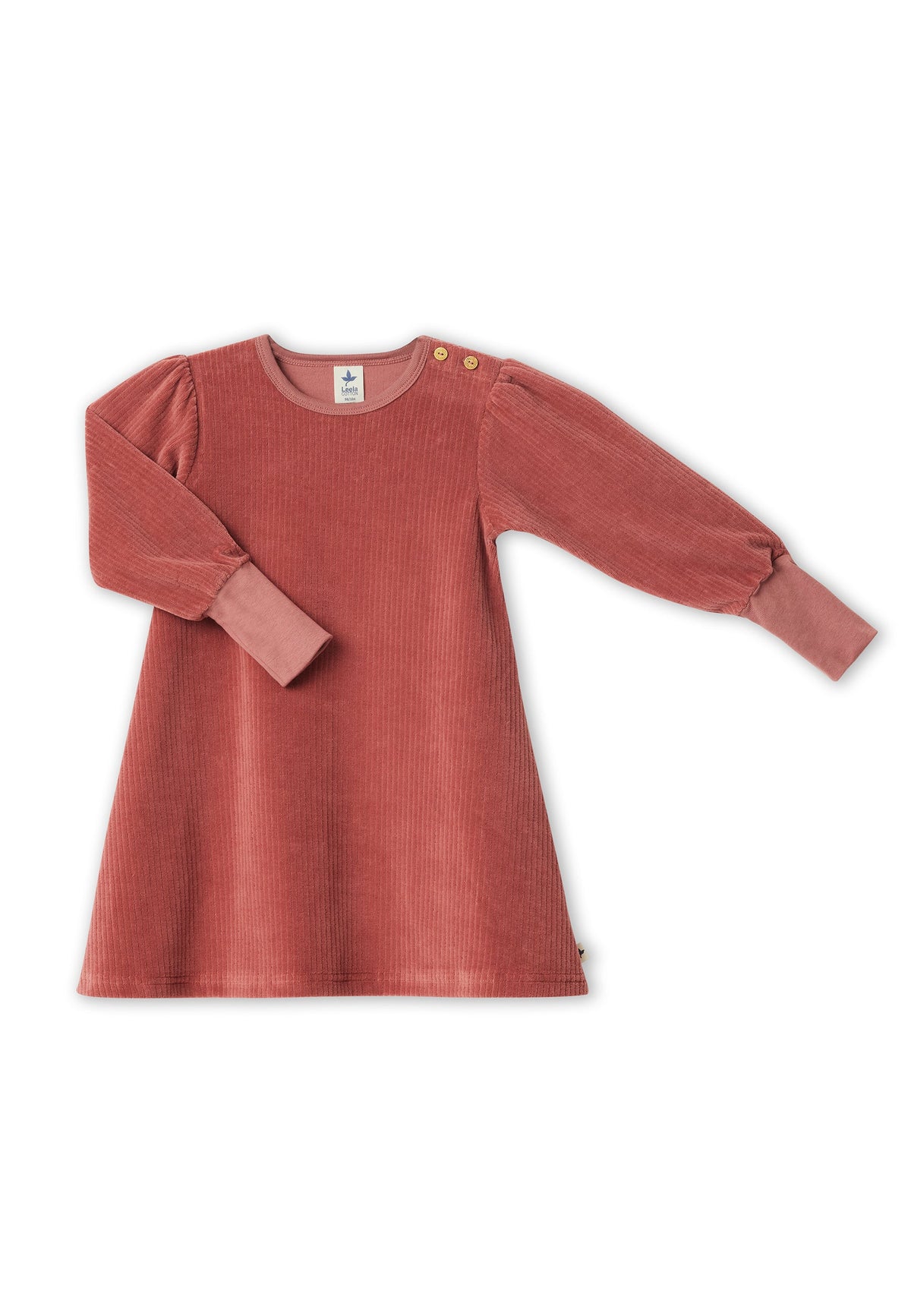 Kids' Corduroy Long Sleeve Dress, Dark Mauve — Leela Cotton