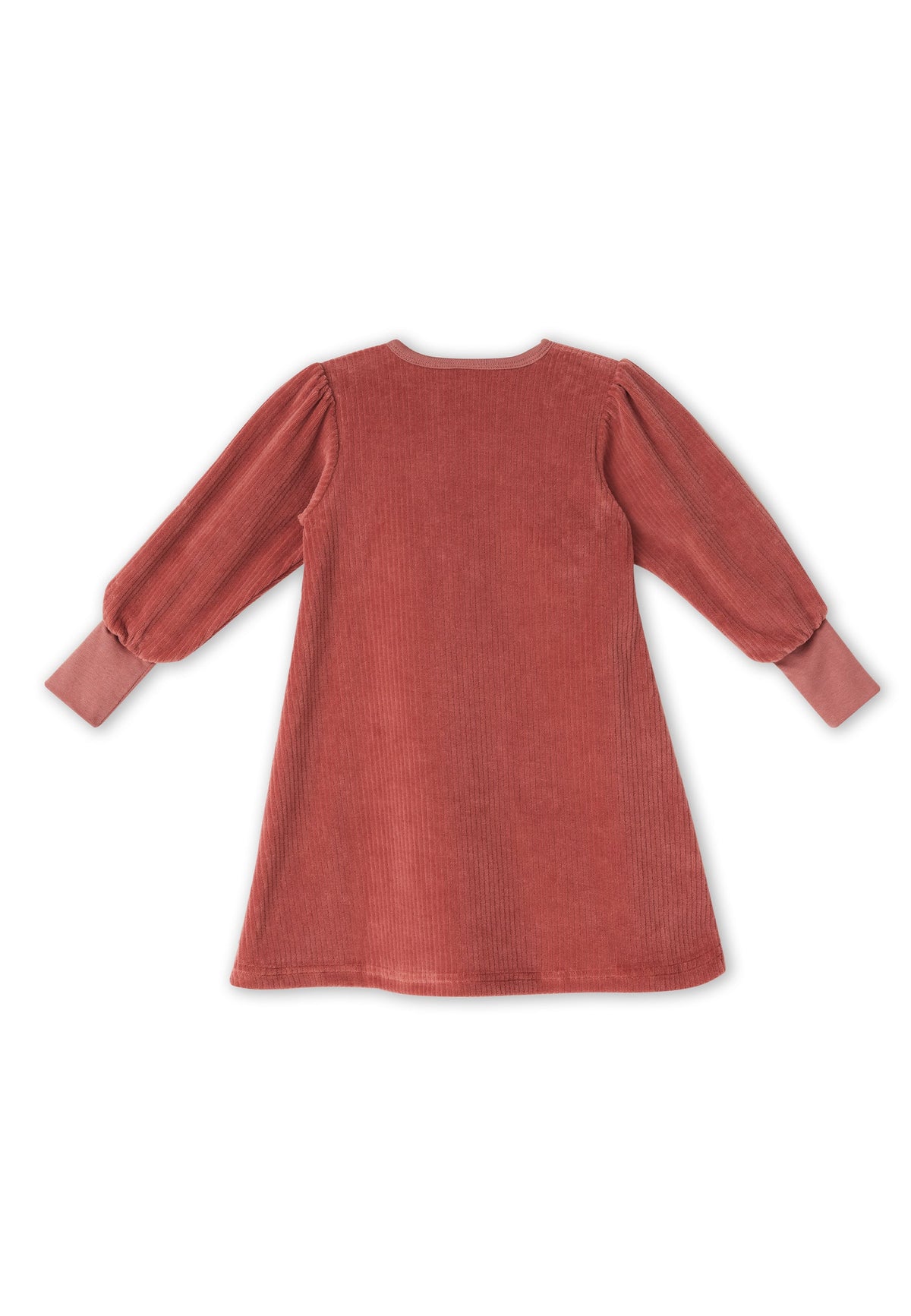 Kids' Corduroy Long Sleeve Dress, Dark Mauve — Leela Cotton, view 2
