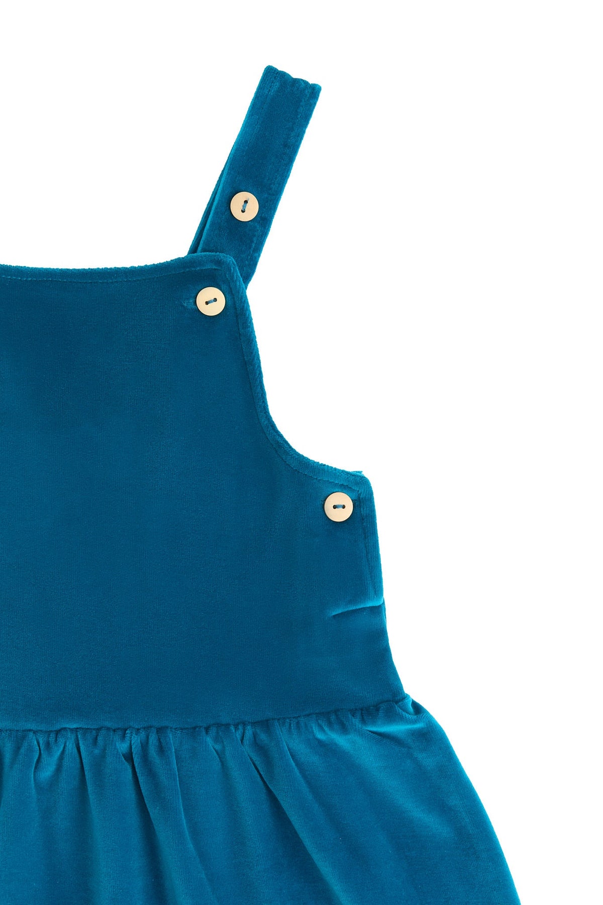 Kids' Sleeveless Velour Dress, Ocean Blue — Leela Cotton, view 2