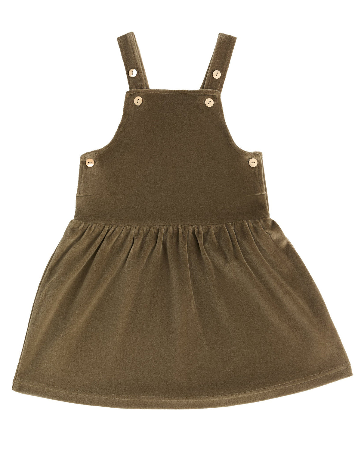 Kids' Sleeveless Velour Dress, Olive — Leela Cotton