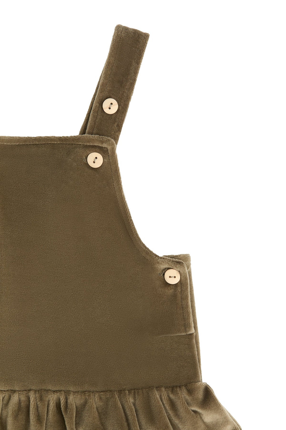 Kids' Sleeveless Velour Dress, Olive — Leela Cotton, view 2