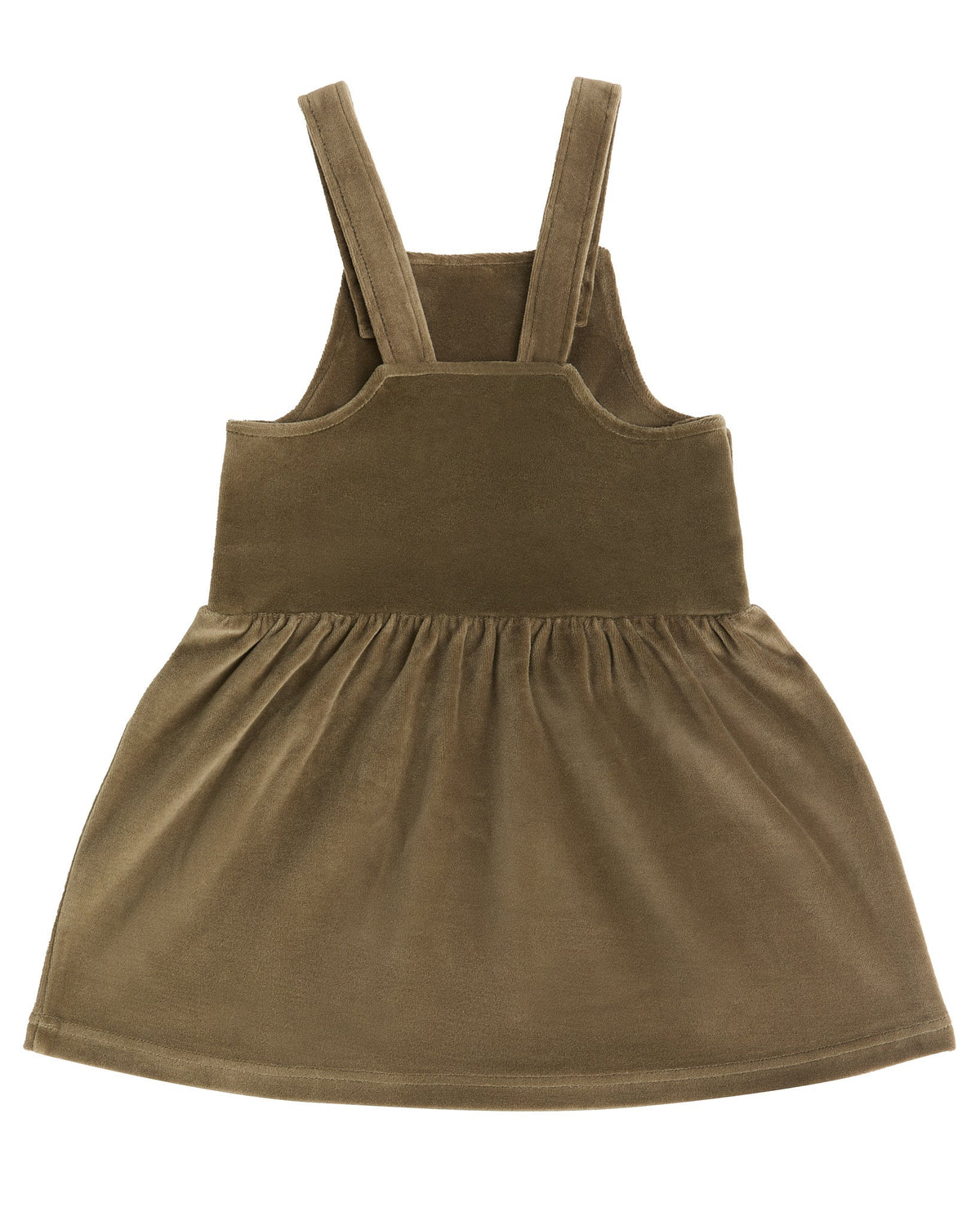 Kids' Sleeveless Velour Dress, Olive — Leela Cotton, view 3