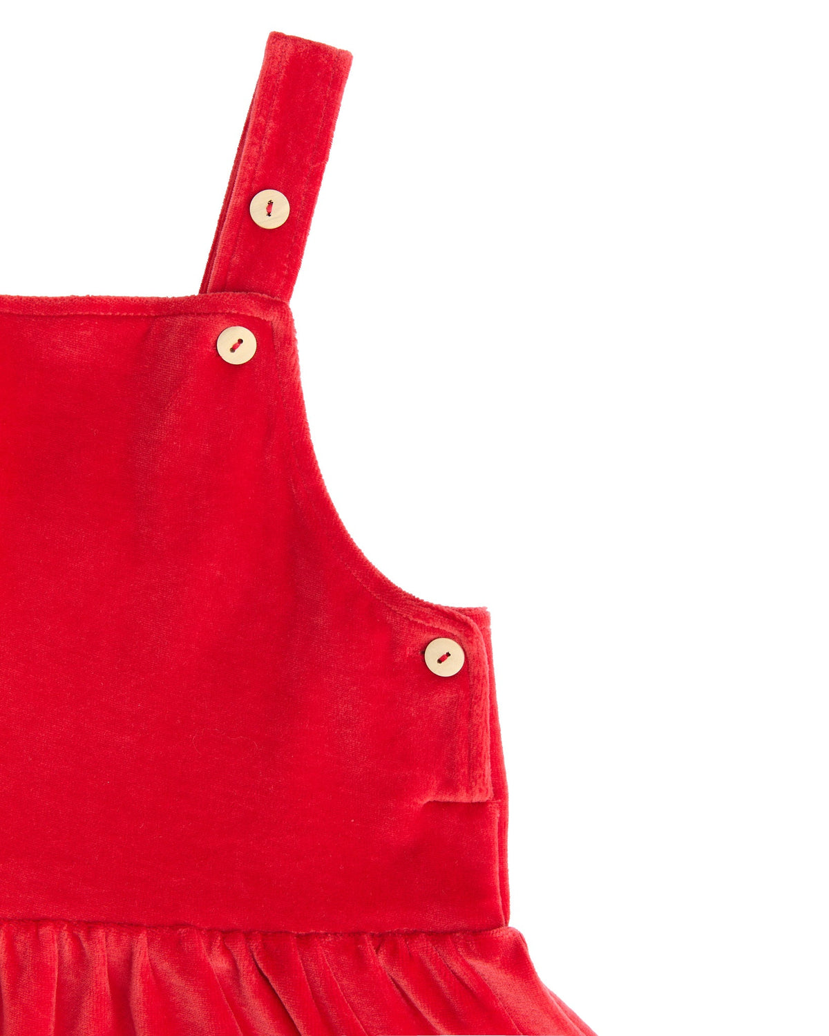 Kids' Sleeveless Velour Dress, Brick Red — Leela Cotton, view 2