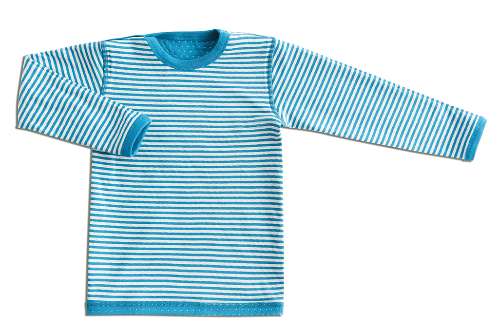 Kids' Reversible Long Sleeve Top, Sapphire Blue - Natural White