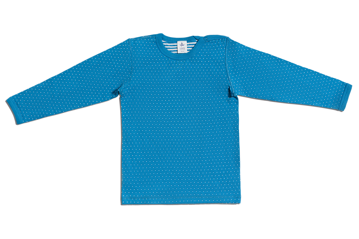 Kids' Reversible Long Sleeve Top, Sapphire Blue - Natural White