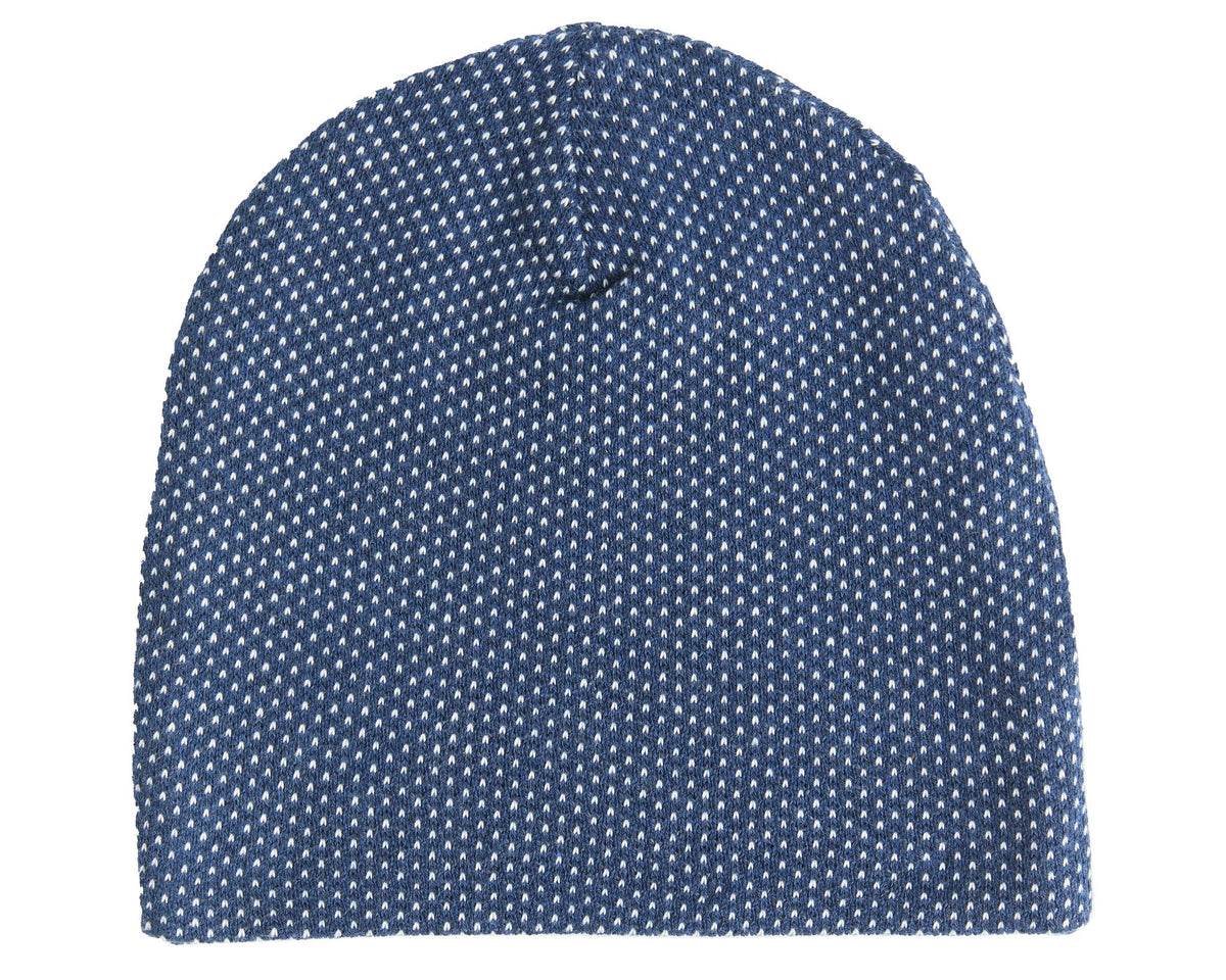 Kids' Beanie with Honeycomb, Indigo / Natural White — Leela Cotton, view 3