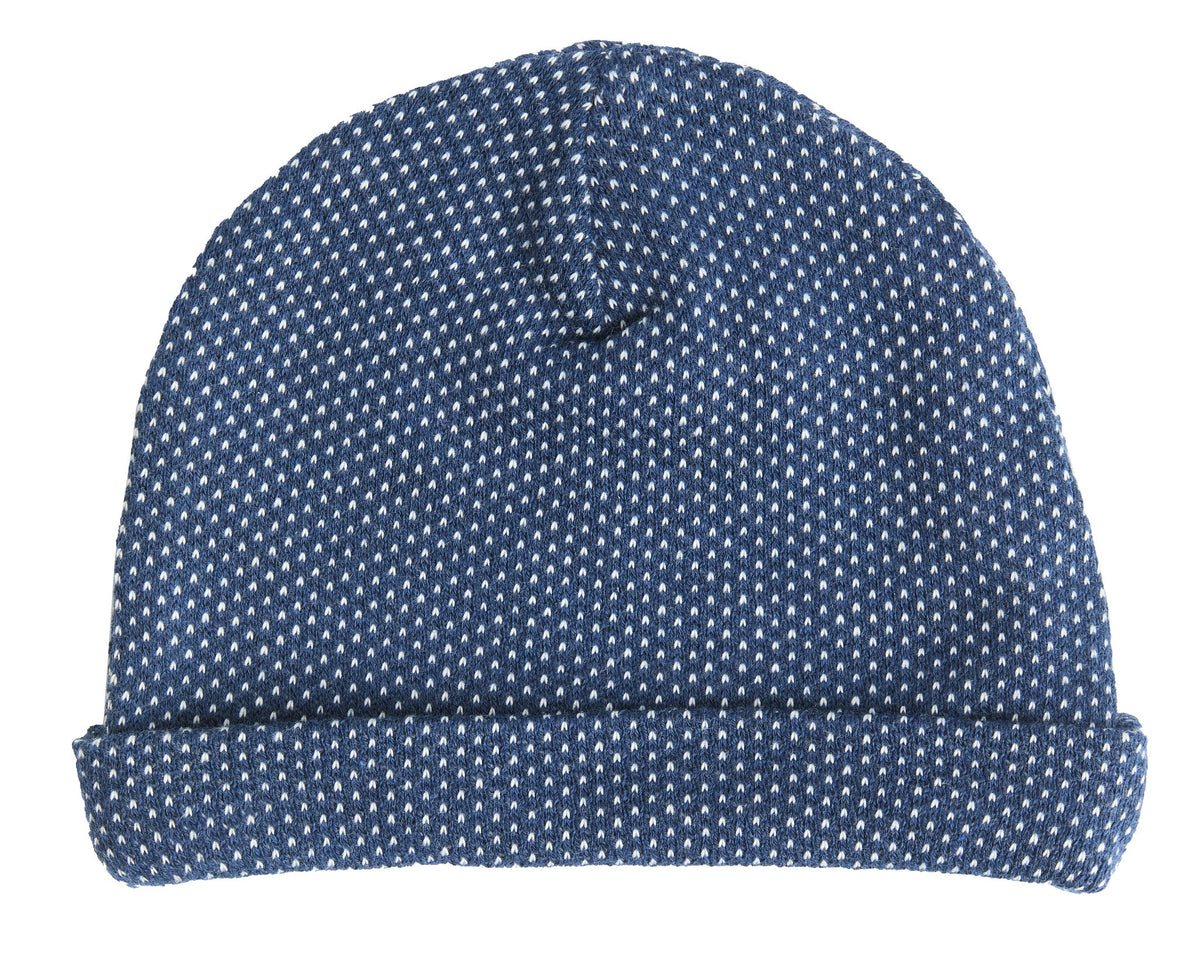 Kids' Beanie with Honeycomb, Indigo / Natural White — Leela Cotton
