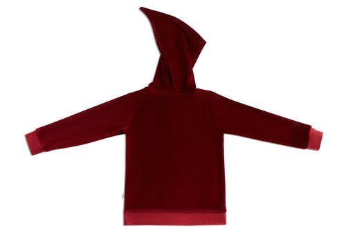 Baby Hooded Jacket with Pointed Hood, Bordeaux — Leela Cotton, view 2