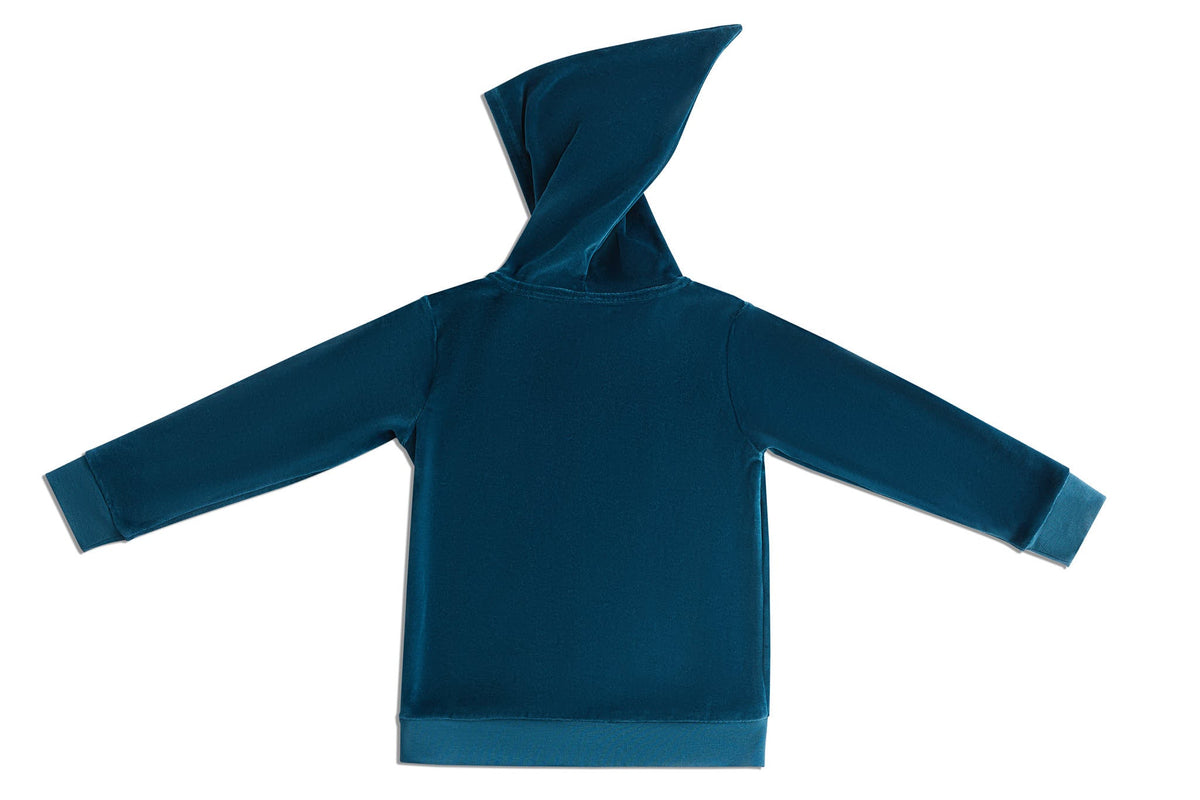 Baby Hooded Jacket with Pointed Hood, Danube Blue — Leela Cotton, view 2
