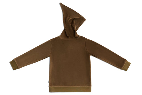 Baby Hooded Jacket with Pointed Hood, Olive — Leela Cotton, view 2