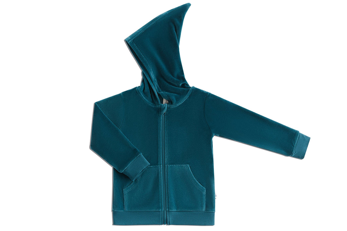 Baby Hooded Jacket with Pointed Hood, Fir — Leela Cotton