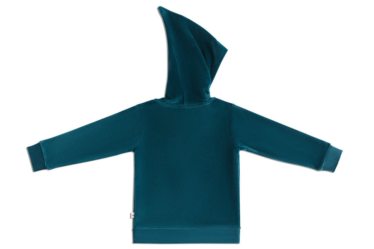 Baby Hooded Jacket with Pointed Hood, Fir — Leela Cotton, view 2
