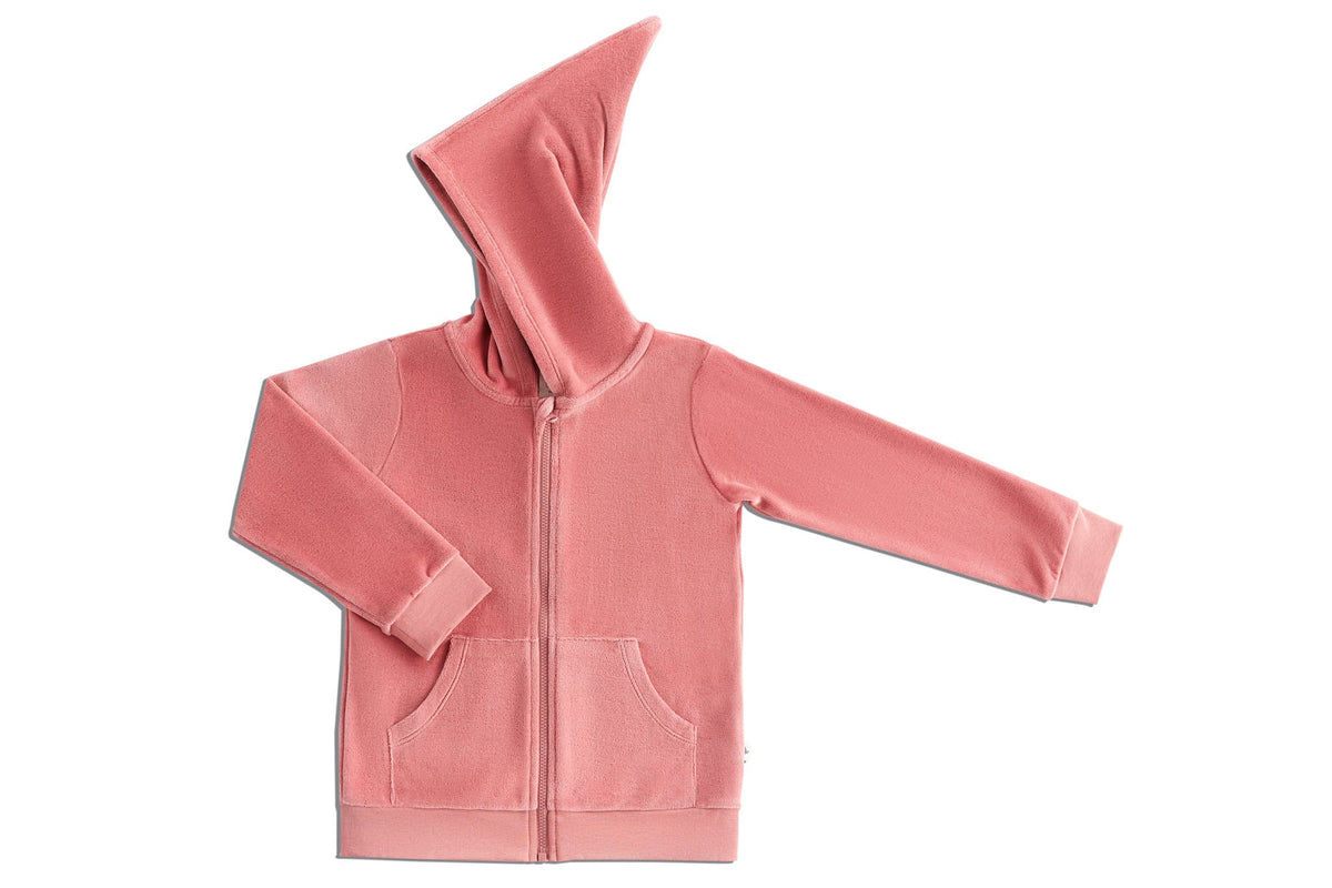 Baby Hooded Jacket with Pointed Hood, Dusty Pink — Leela Cotton