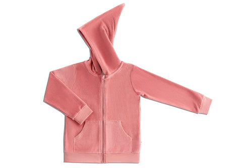 Baby Hooded Jacket with Pointed Hood, Dusty Pink — Leela Cotton