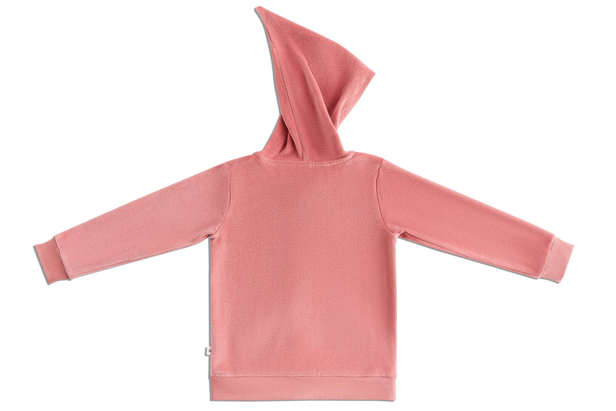 Baby Hooded Jacket with Pointed Hood, Dusty Pink — Leela Cotton, view 2