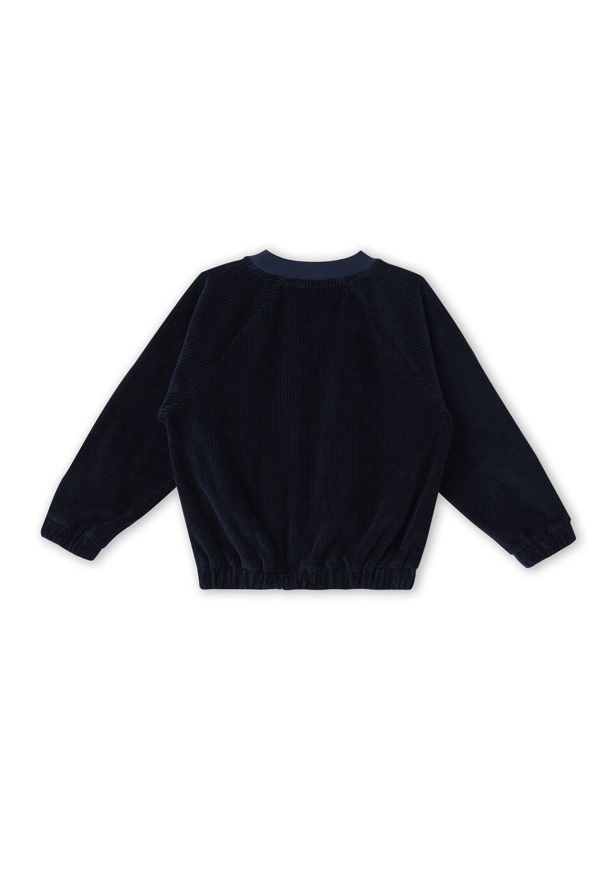Kids' Corduroy Baseball Jacket, Midnight Blue — Leela Cotton, view 2