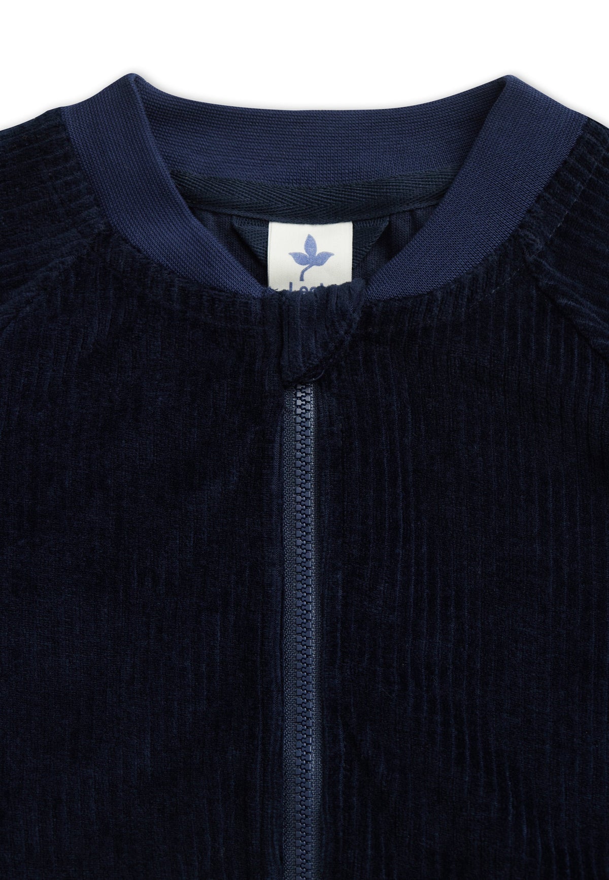 Kids' Corduroy Baseball Jacket, Midnight Blue — Leela Cotton, view 3