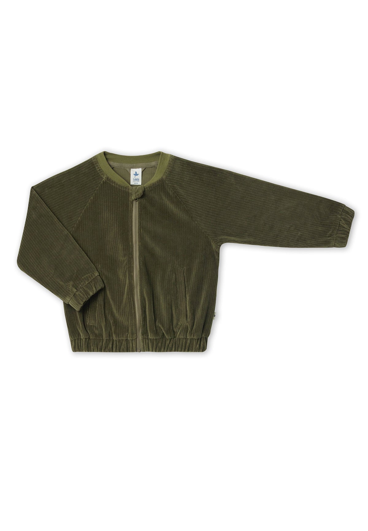 Kids' Corduroy Baseball Jacket, Olive — Leela Cotton