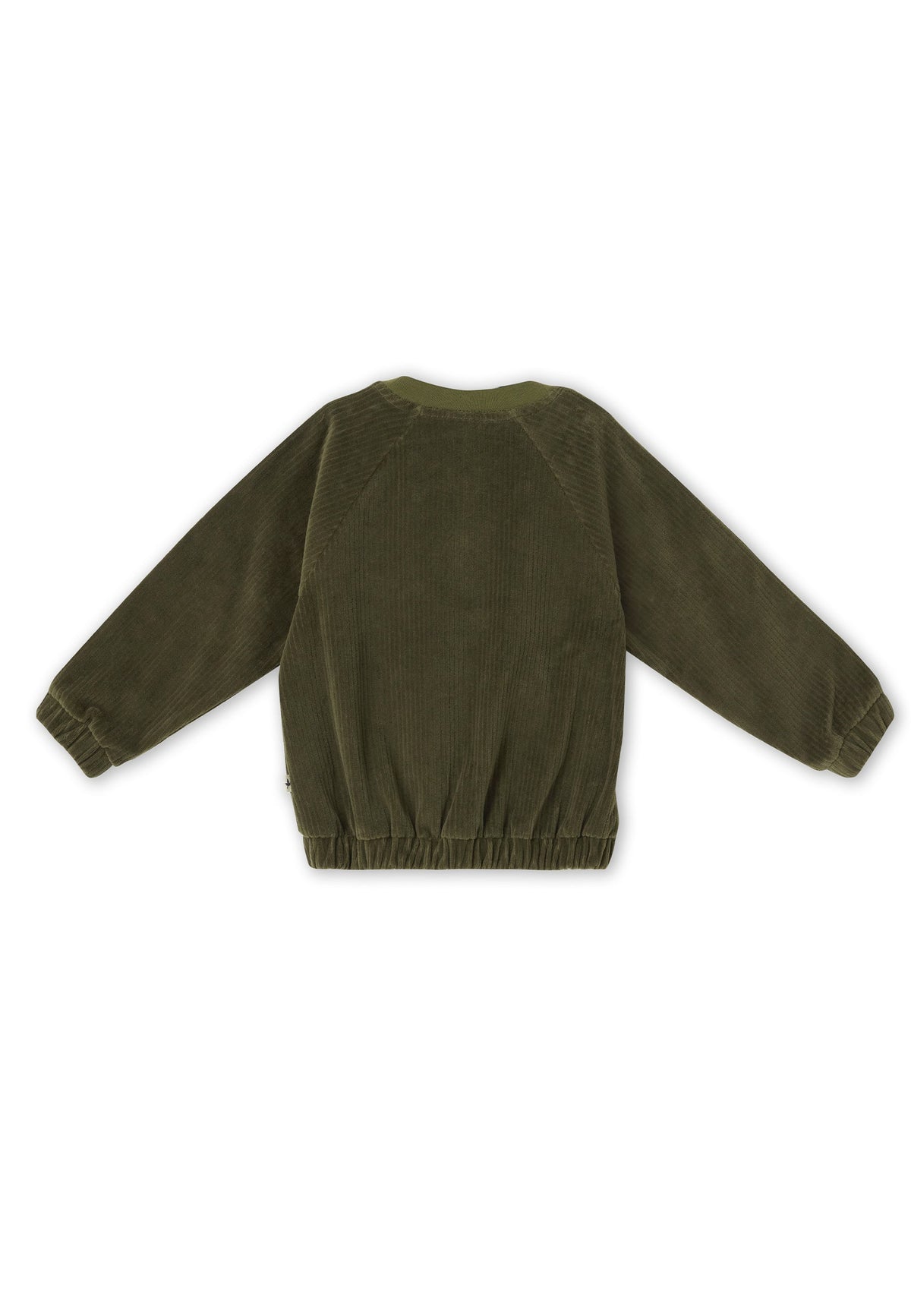 Kids' Corduroy Baseball Jacket, Olive — Leela Cotton, view 2