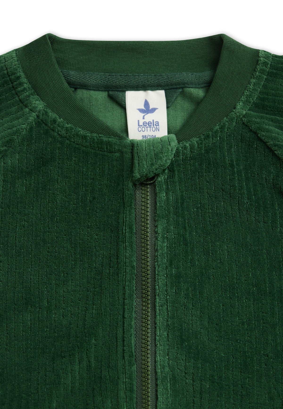 Kids' Corduroy Baseball Jacket, Pine Needle — Leela Cotton, view 3