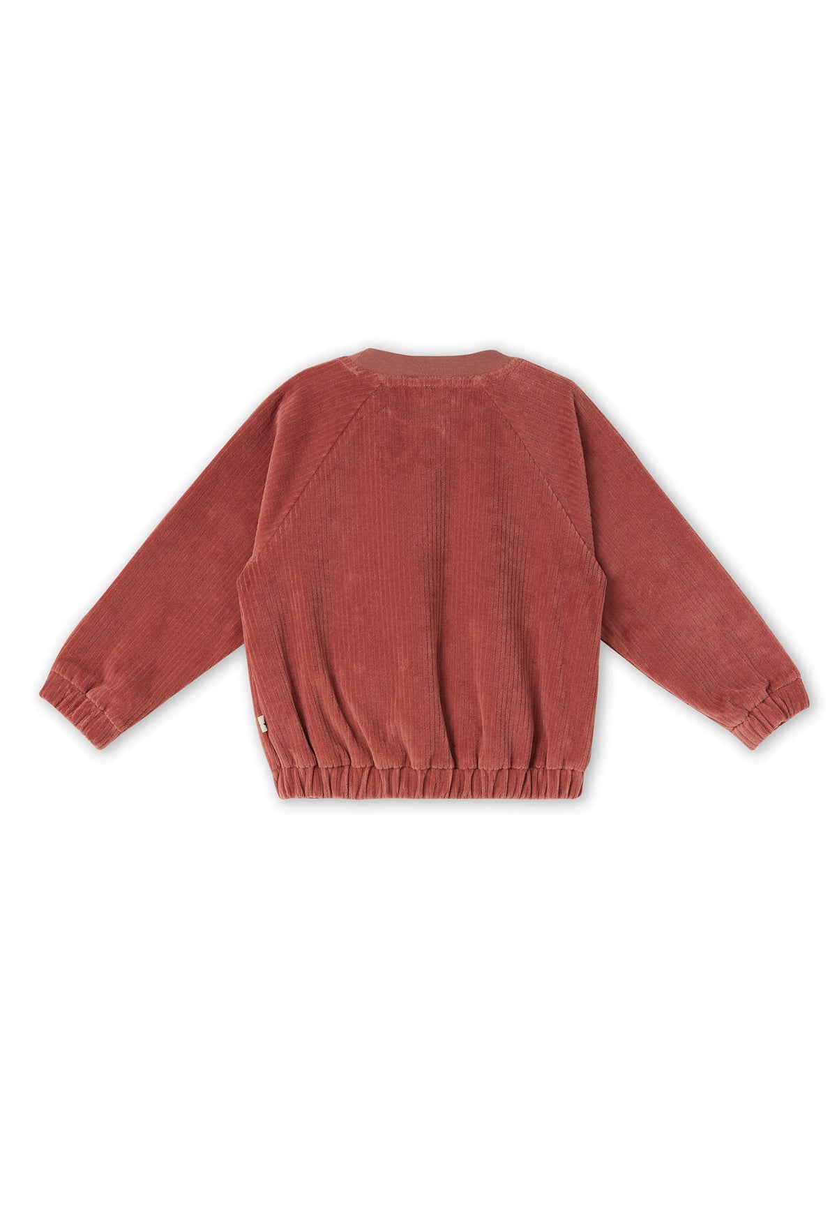 Kids' Corduroy Baseball Jacket, Dark Mauve — Leela Cotton, view 2