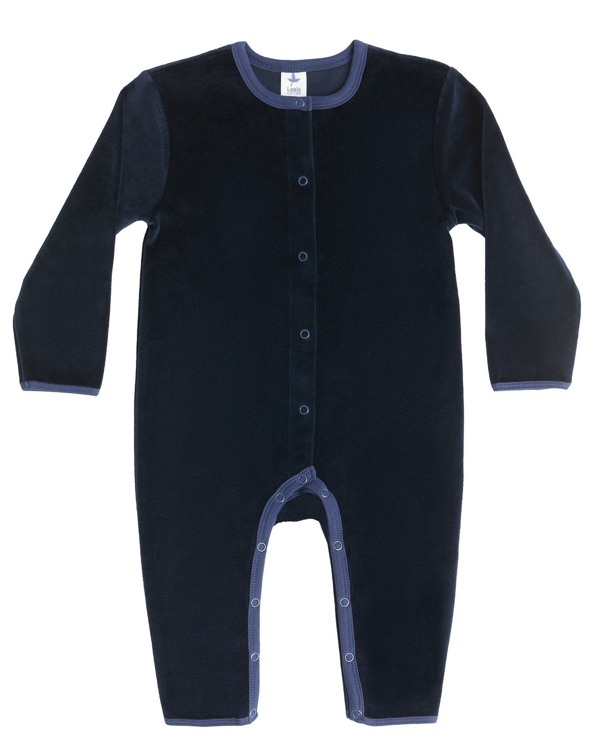 Baby Long Sleeved Romper, Midnight Blue — Leela Cotton