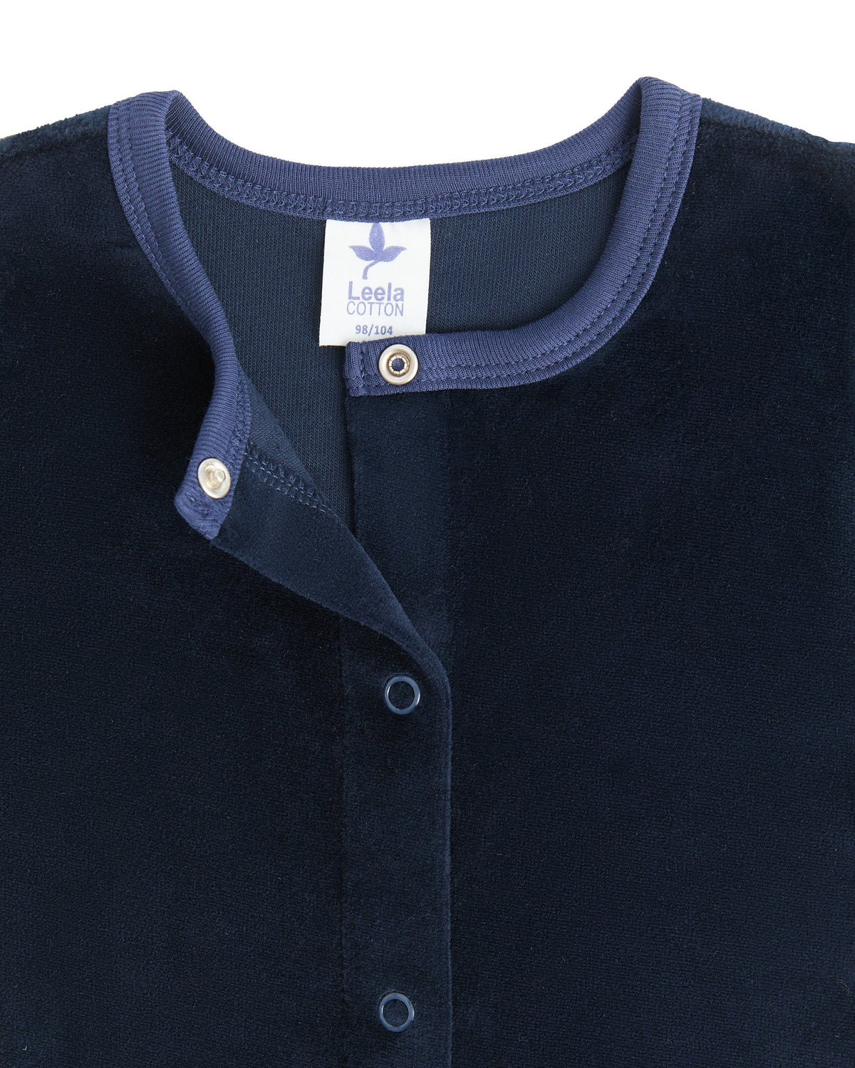 Baby Long Sleeved Romper, Midnight Blue — Leela Cotton, view 2