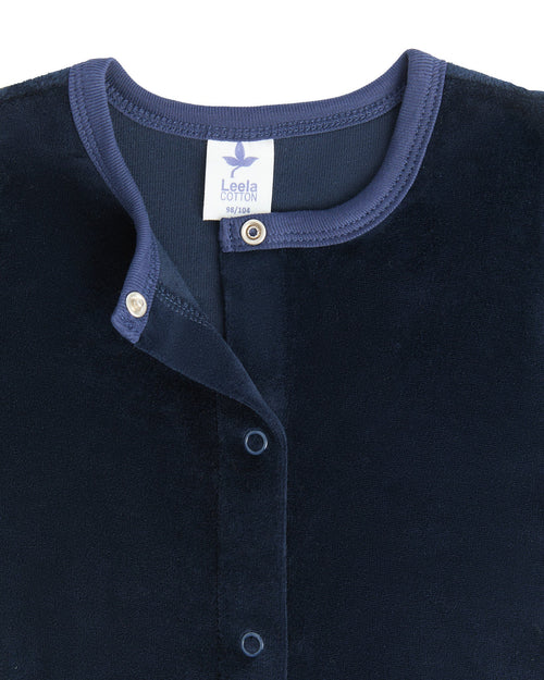 Baby Long Sleeved Romper, Midnight Blue — Leela Cotton, view 2