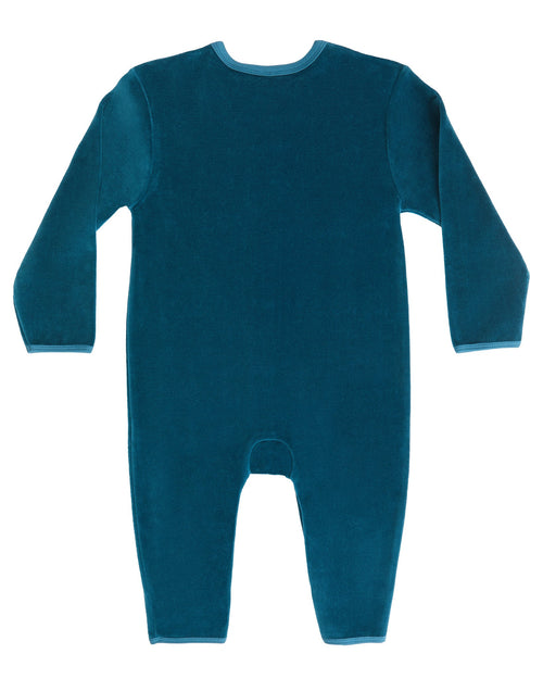 Baby Long Sleeved Romper, Danube Blue — Leela Cotton, view 2