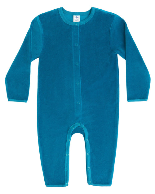 Baby Long Sleeved Romper, Ocean Blue — Leela Cotton
