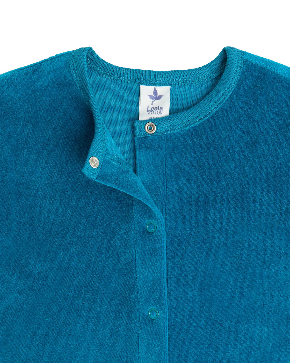 Baby Long Sleeved Romper, Ocean Blue — Leela Cotton, view 3