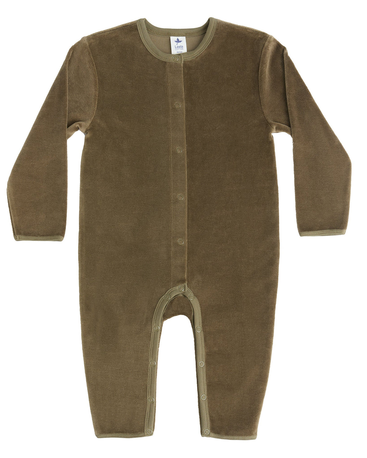 Baby Long Sleeved Romper, Olive — Leela Cotton