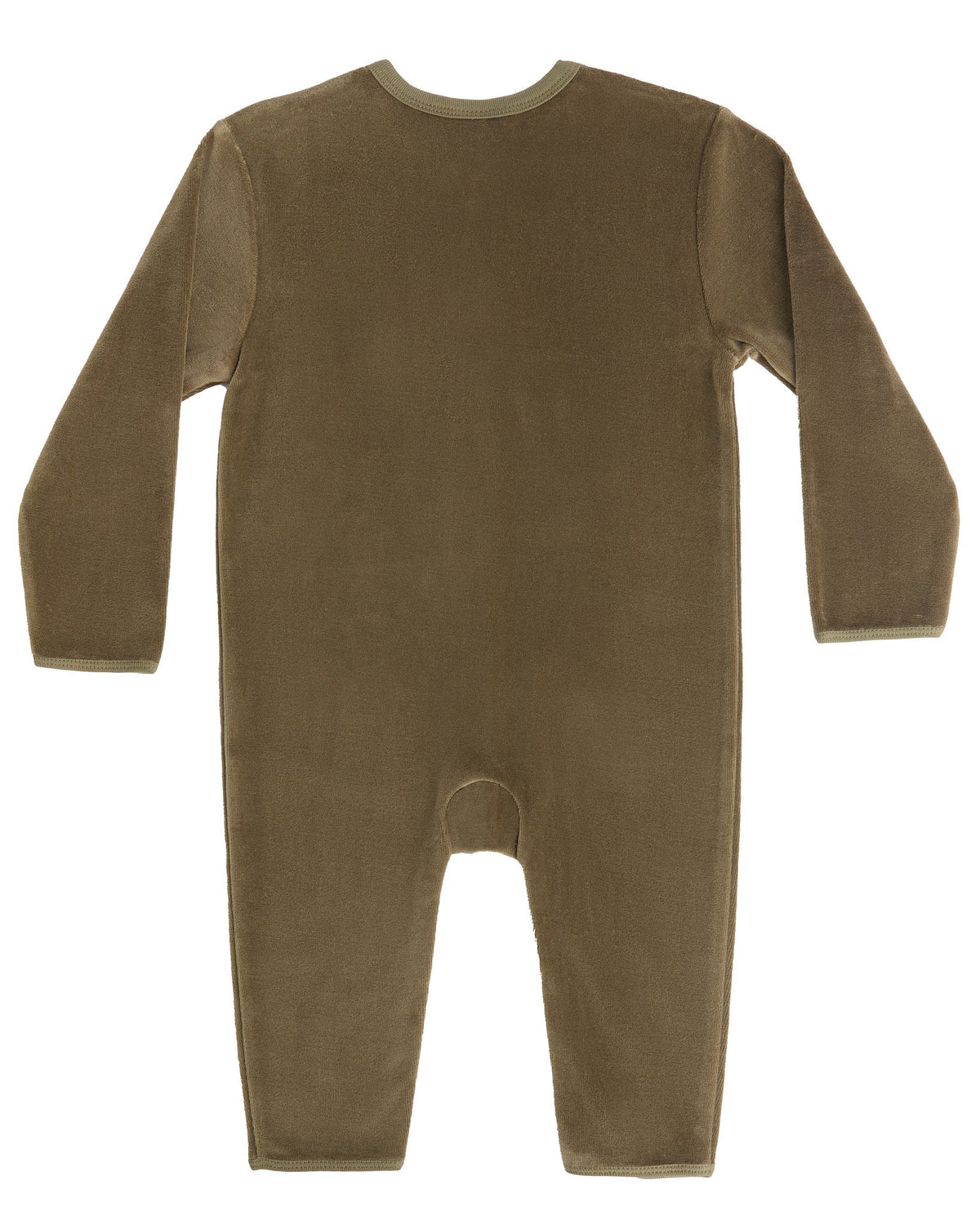 Baby Long Sleeved Romper, Olive — Leela Cotton, view 2