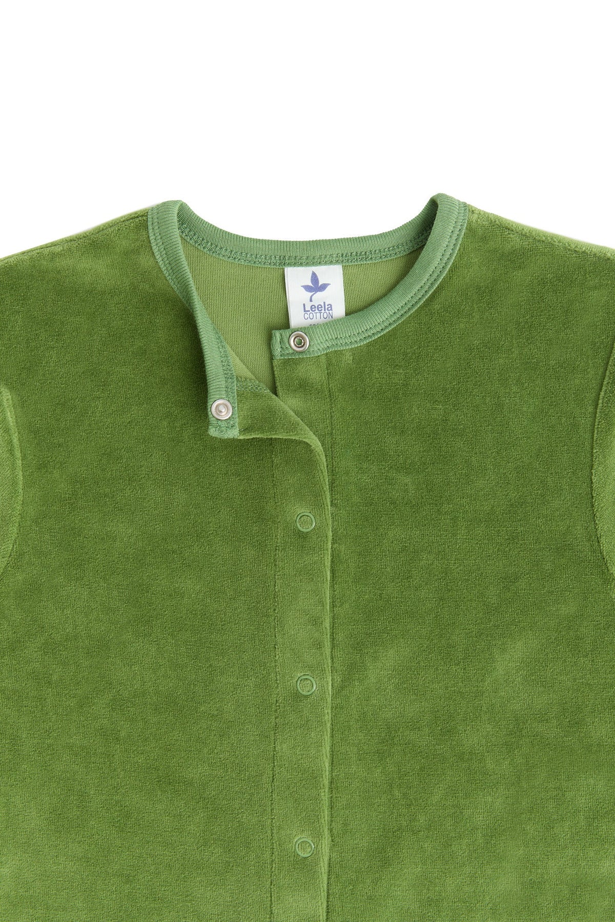 Baby Long Sleeved Romper, Forest Green — Leela Cotton, view 2