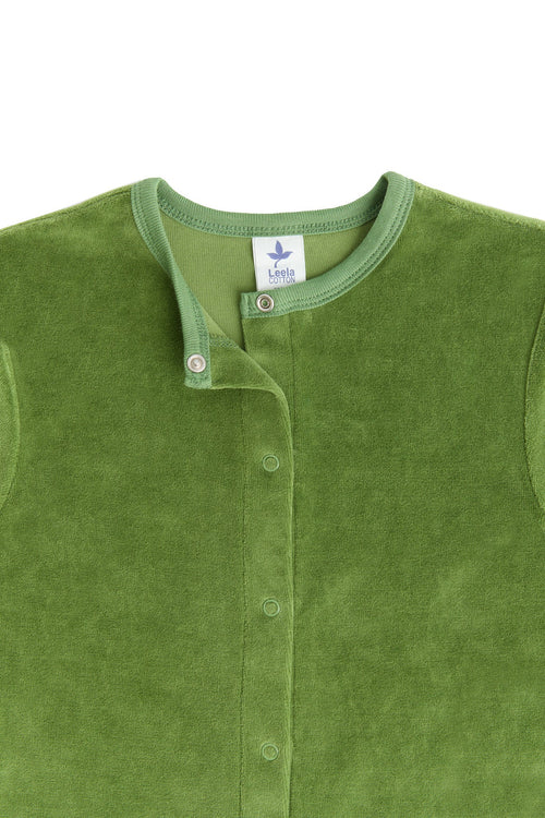 Baby Long Sleeved Romper, Forest Green — Leela Cotton, view 2