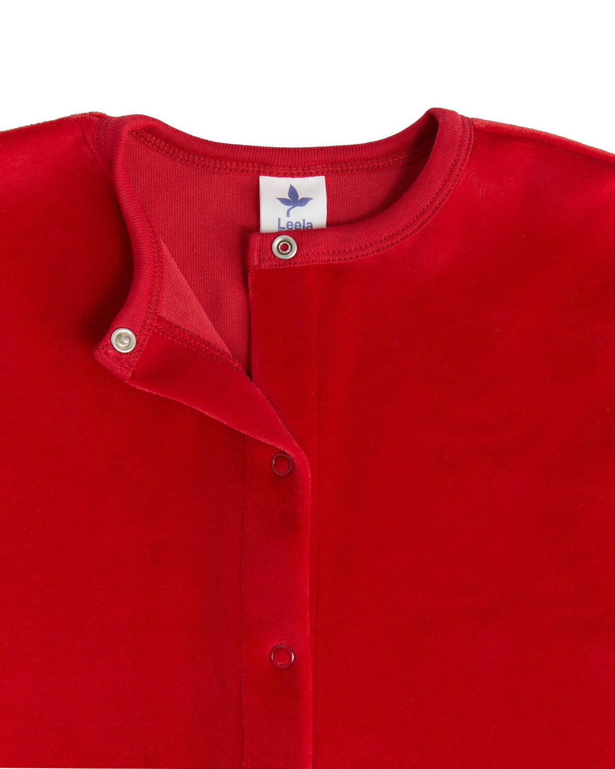 Baby Long Sleeved Romper, Brick Red — Leela Cotton, view 3