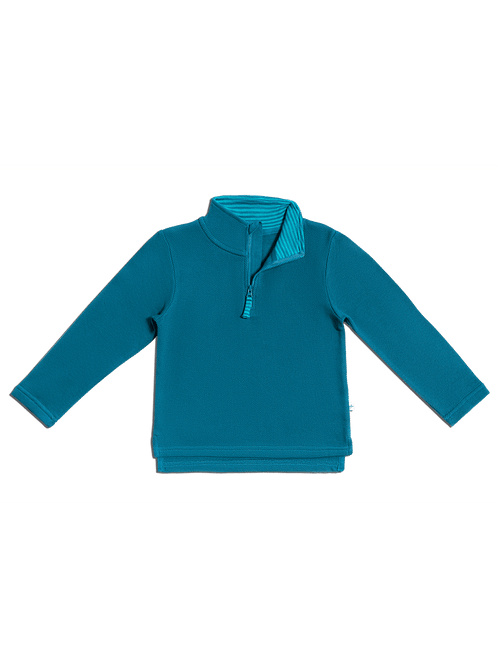 Baby Piqué Half Zip, Danube Blue — Leela Cotton, view 2