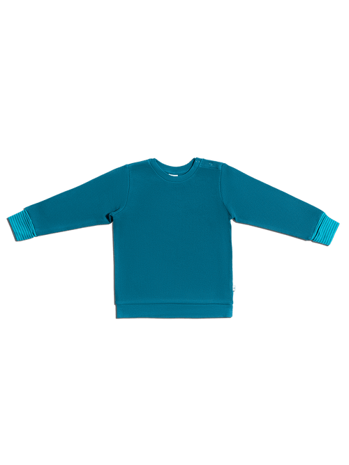 Baby Piqué-Sweatshirt, Danube Blue — Leela Cotton, view 2