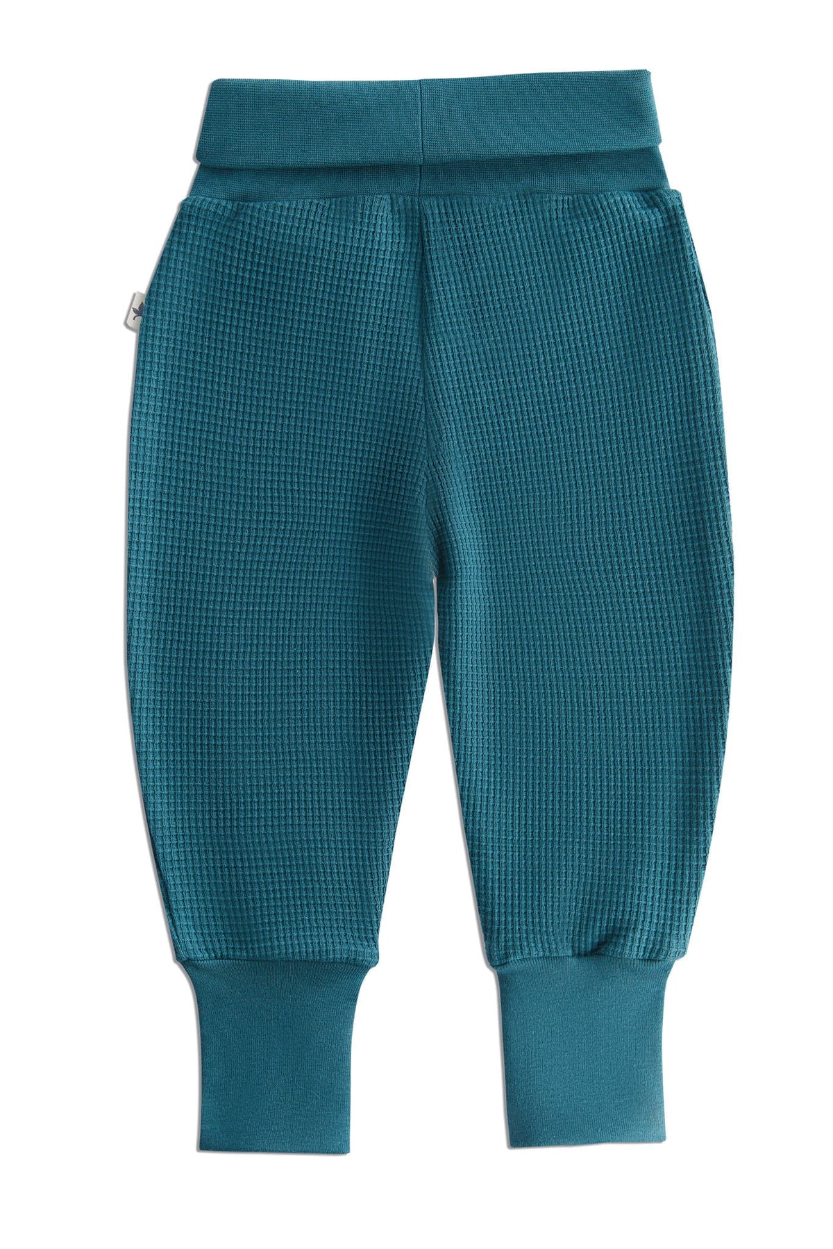 Waffle Knit Baby Trousers, Fir — Leela Cotton, view 2