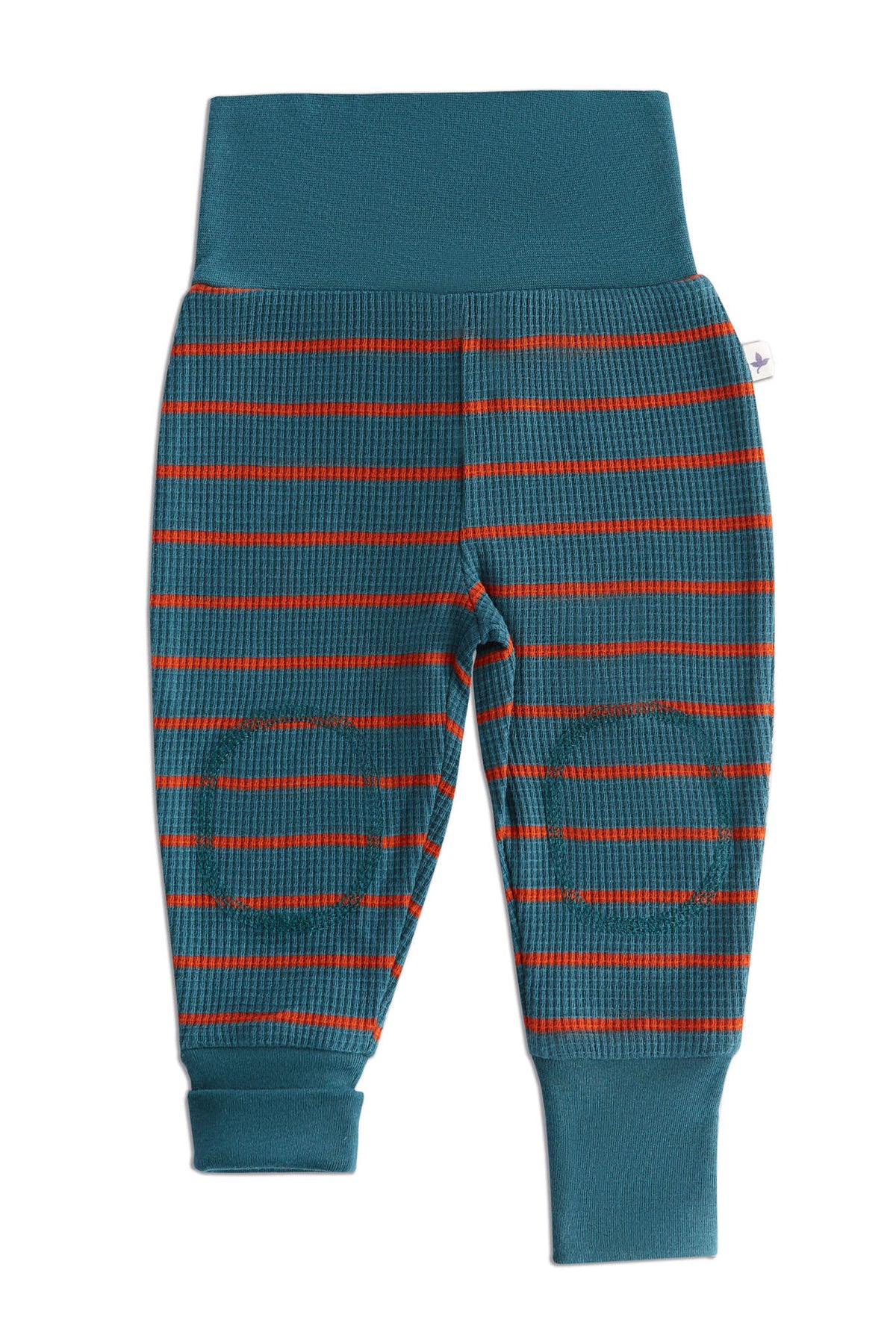 Waffle Knit Baby Trousers, Fir / Tabasco — Leela Cotton