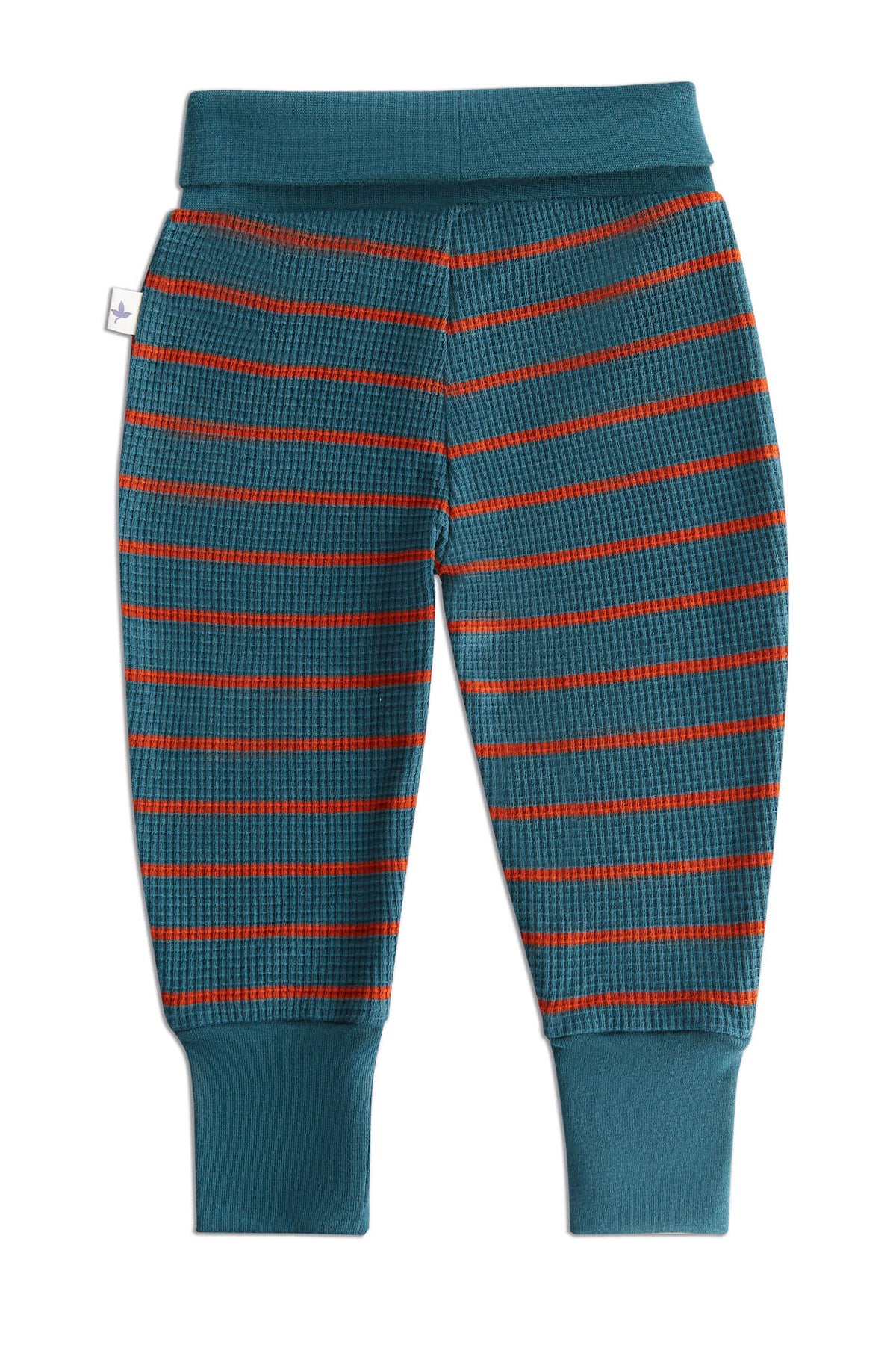 Waffle Knit Baby Trousers, Fir / Tabasco — Leela Cotton, view 2