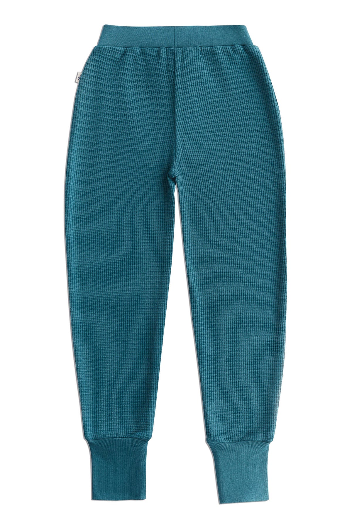 Waffle Knit Kids' Trousers, Fir — Leela Cotton, view 2