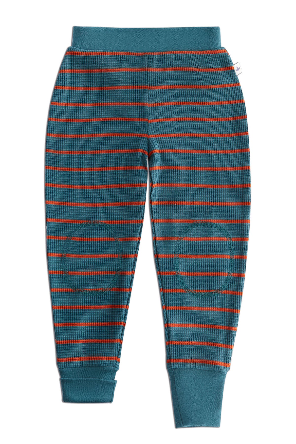 Waffle Knit Kids' Trousers, Fir / Tabasco — Leela Cotton
