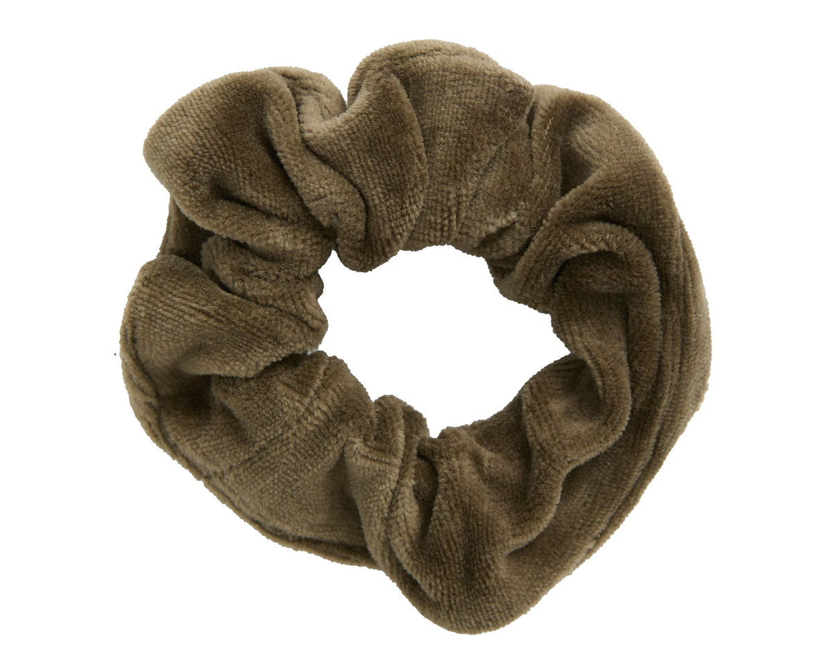 Velour Scrunchies, Olive — Leela Cotton