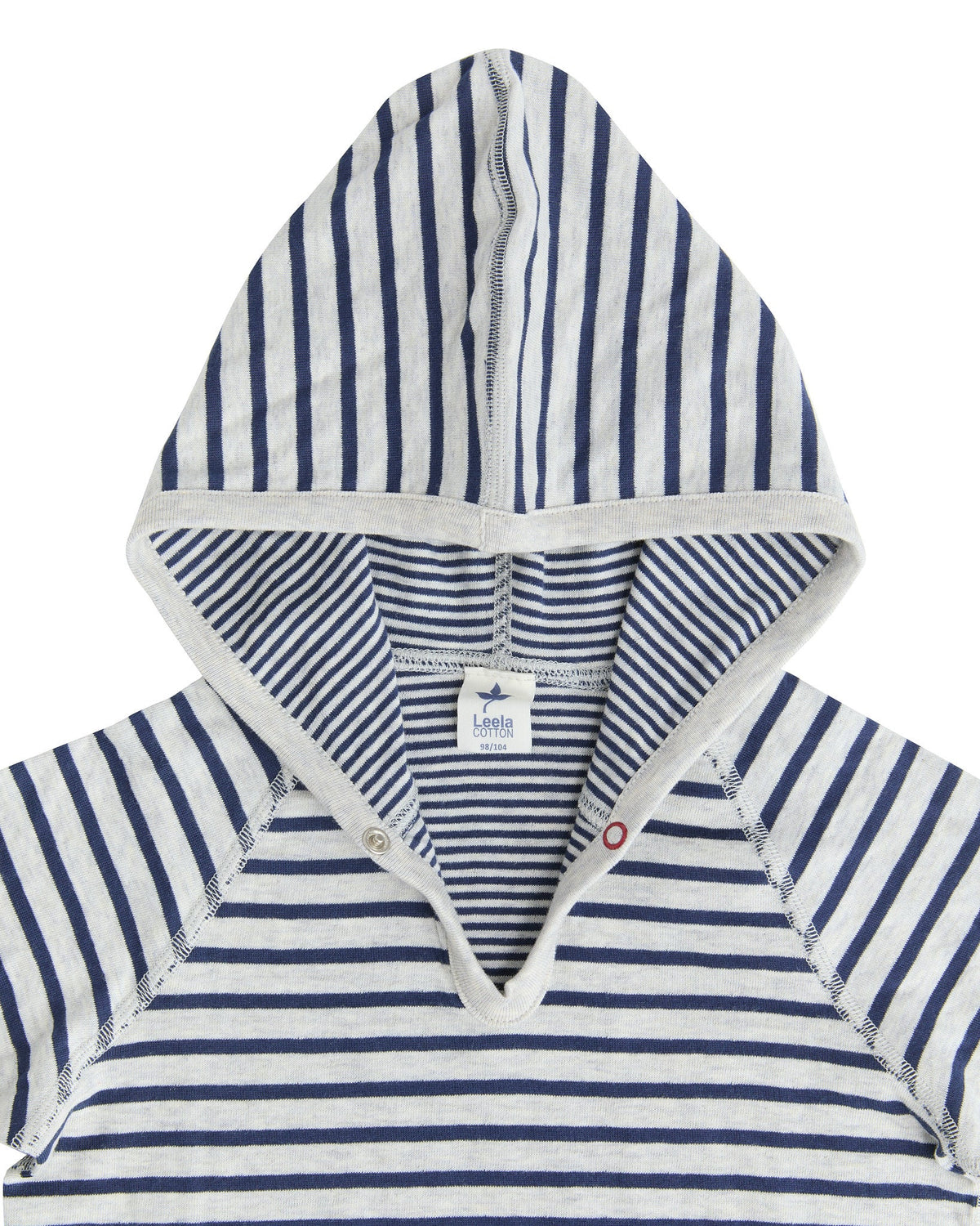 Kids' Hooded Shirt, Marine Blue / Beige — Leela Cotton, view 3