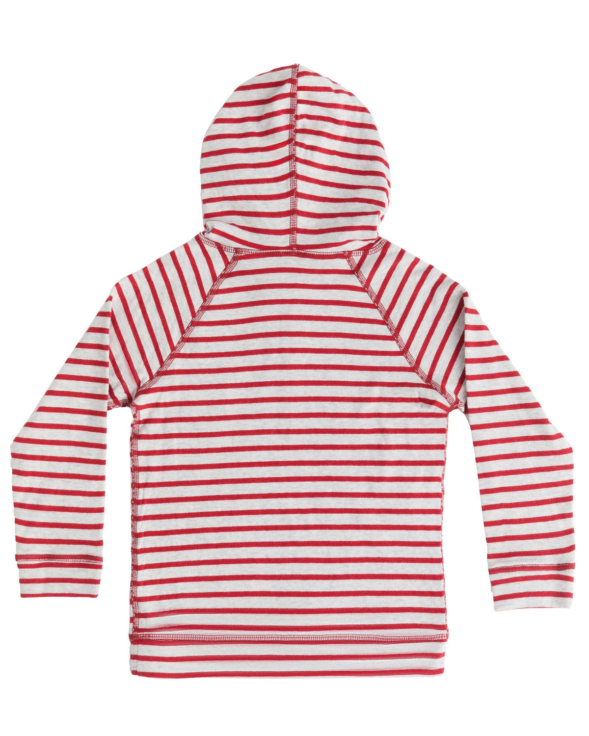 Kids' Hooded Shirt, Brick Red / Beige — Leela Cotton, view 2