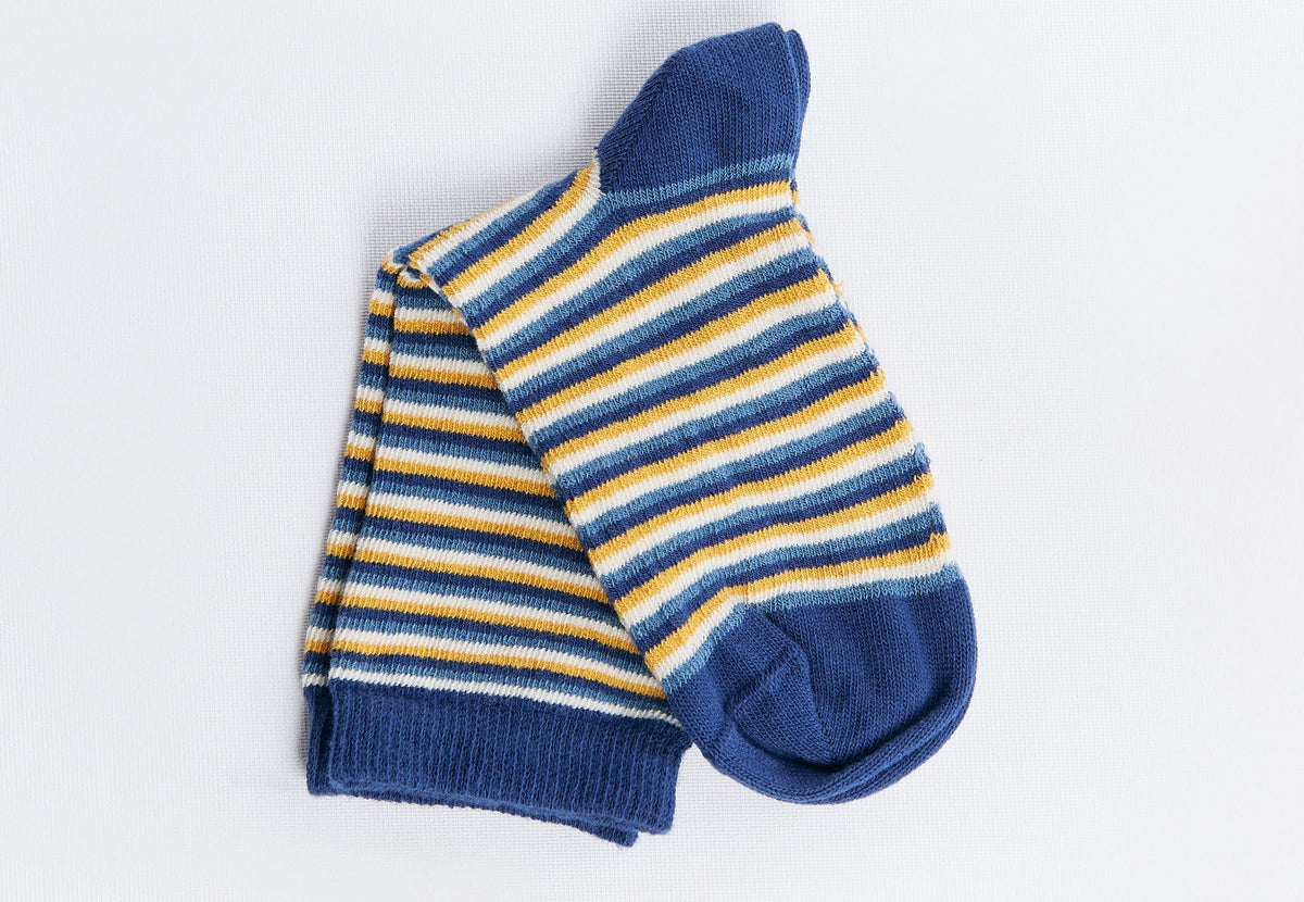 Socks, Indigo / Sand / Danube Blue / Mustard (6-Pack) — Leela Cotton