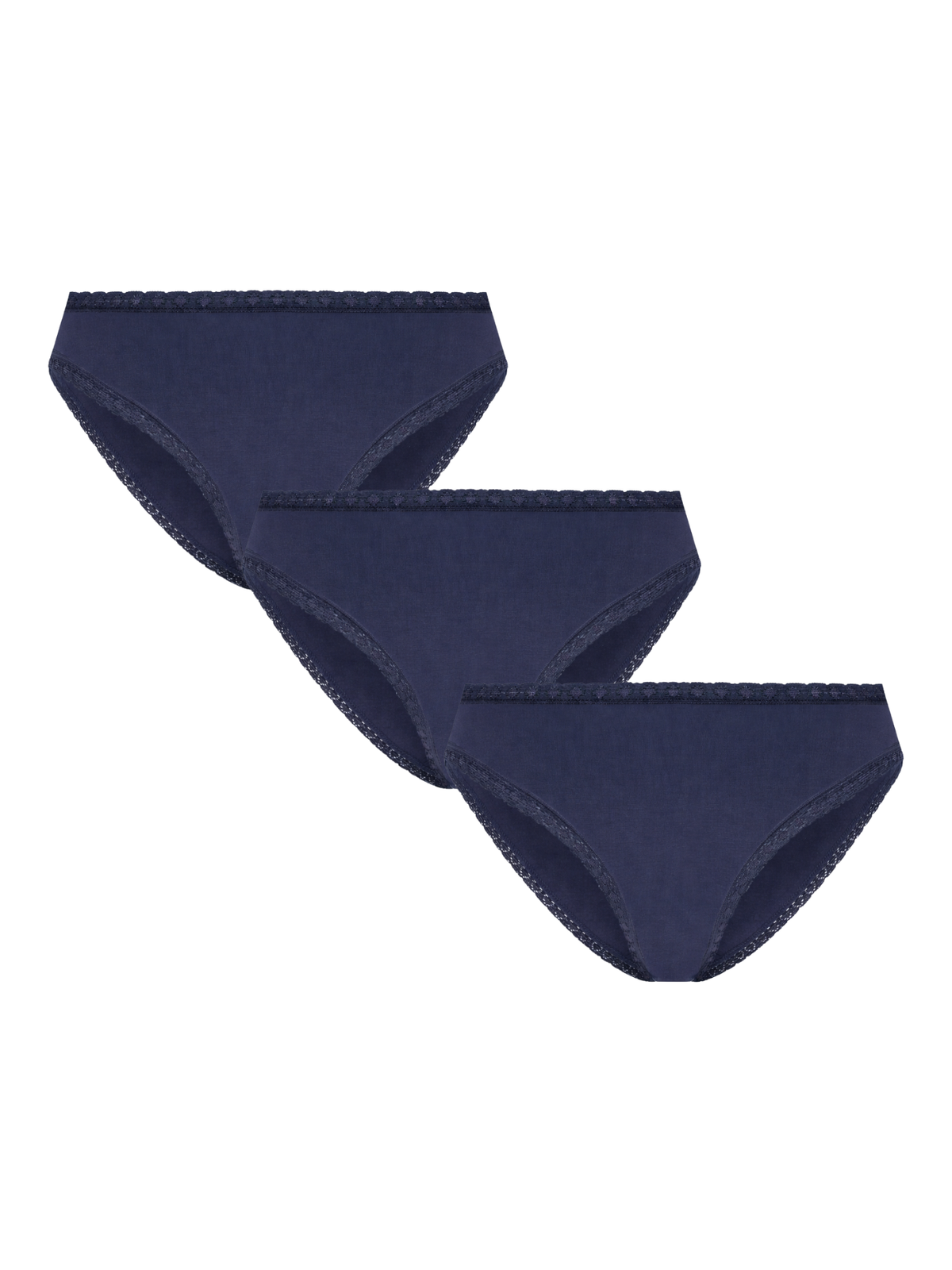 Women's Brief with Lace, Navy 3-Pack
